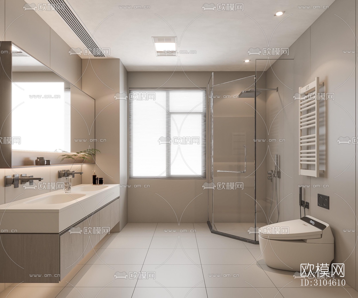 现代卫生间效果图下载（渲染图1）