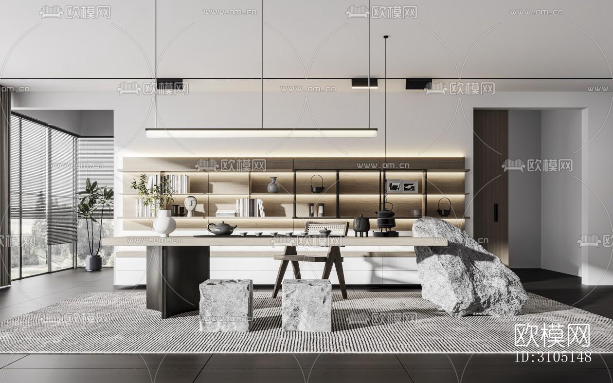 侘寂茶室效果图下载（渲染图3）