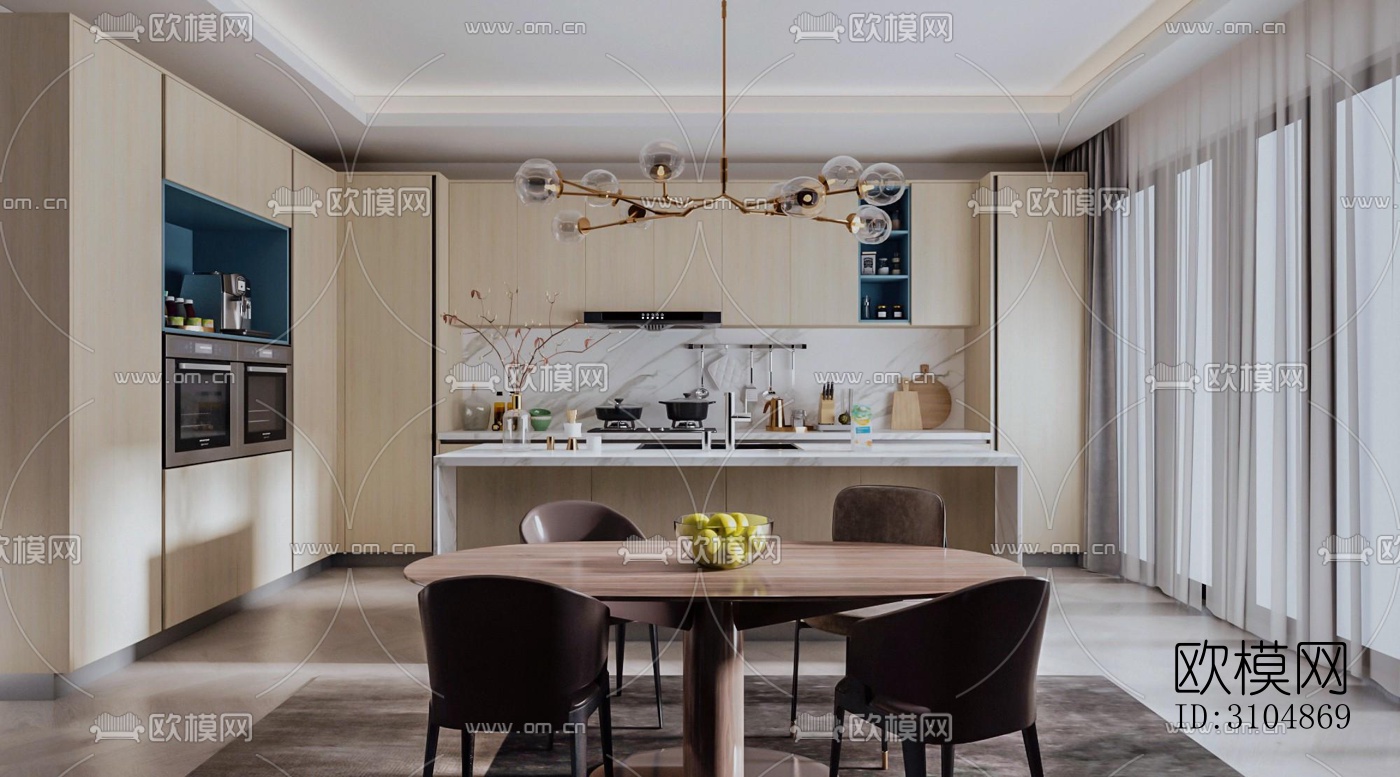 北欧厨房效果图下载（渲染图5）