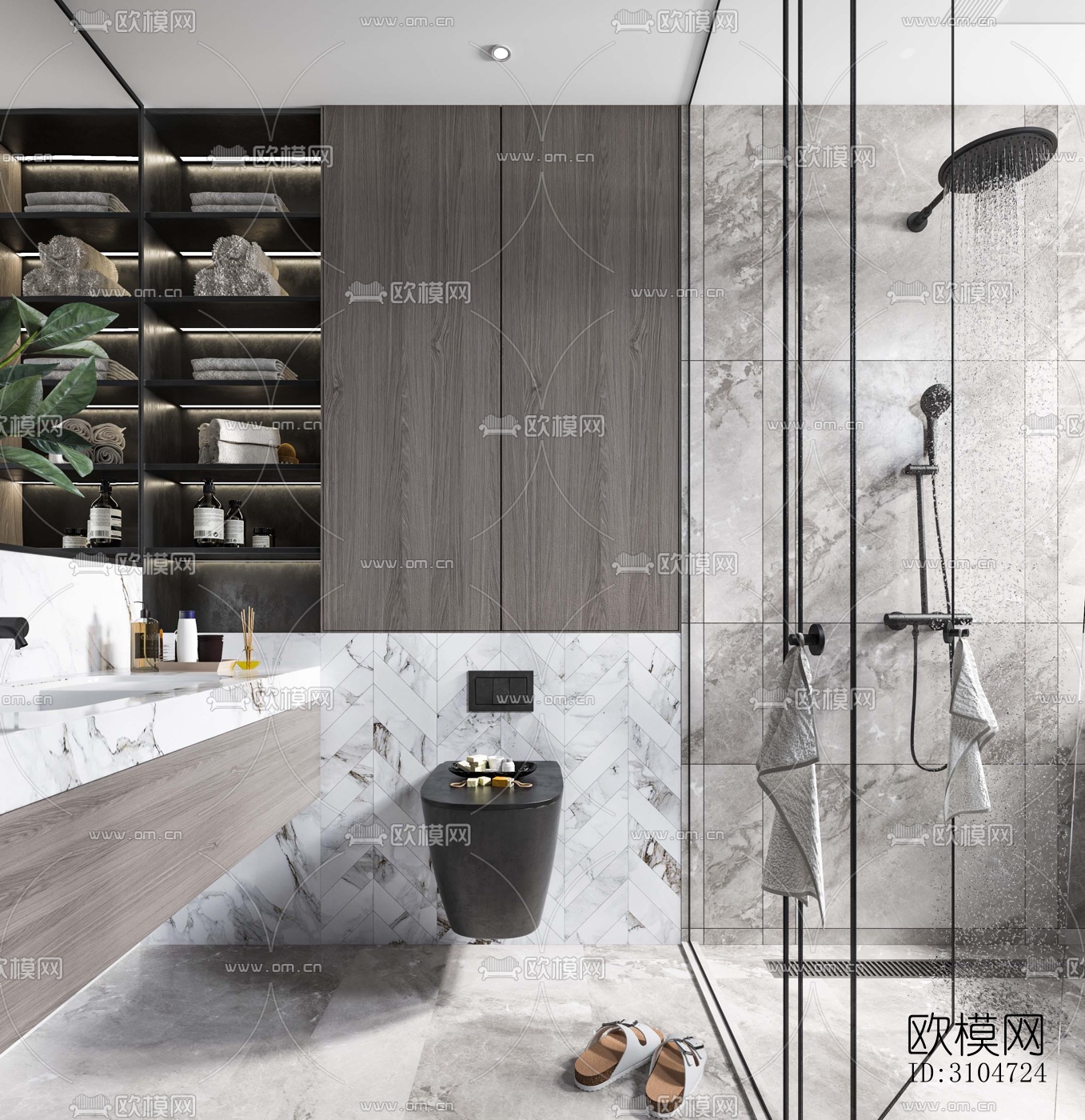 现代卫生间效果图下载（渲染图3）