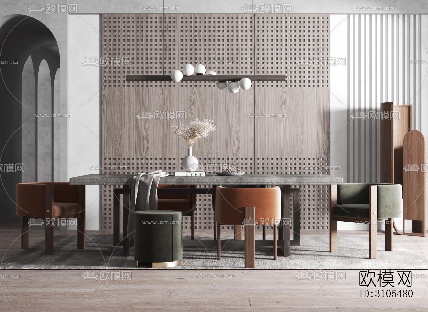 现代餐厅效果图下载（渲染图1）
