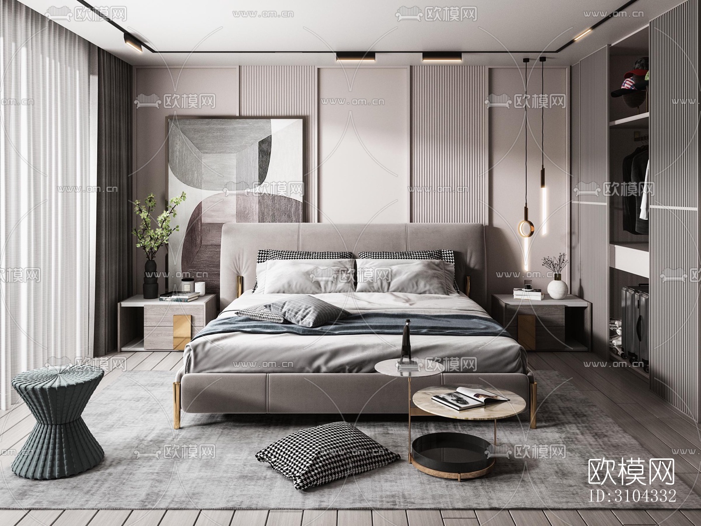 现代卧室效果图下载（渲染图3）