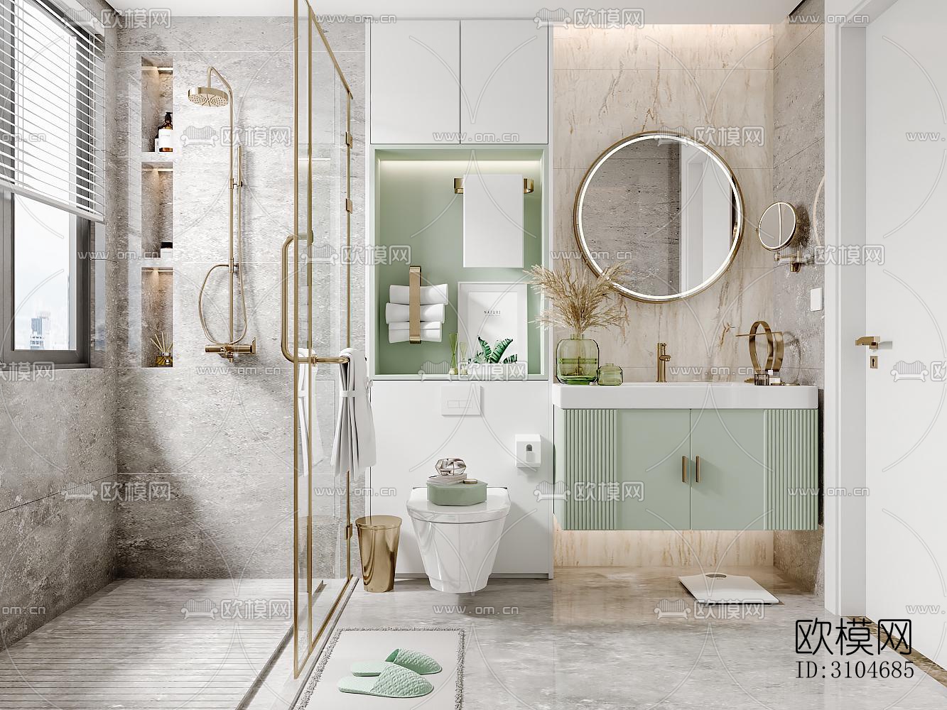 现代卫生间效果图下载（渲染图3）