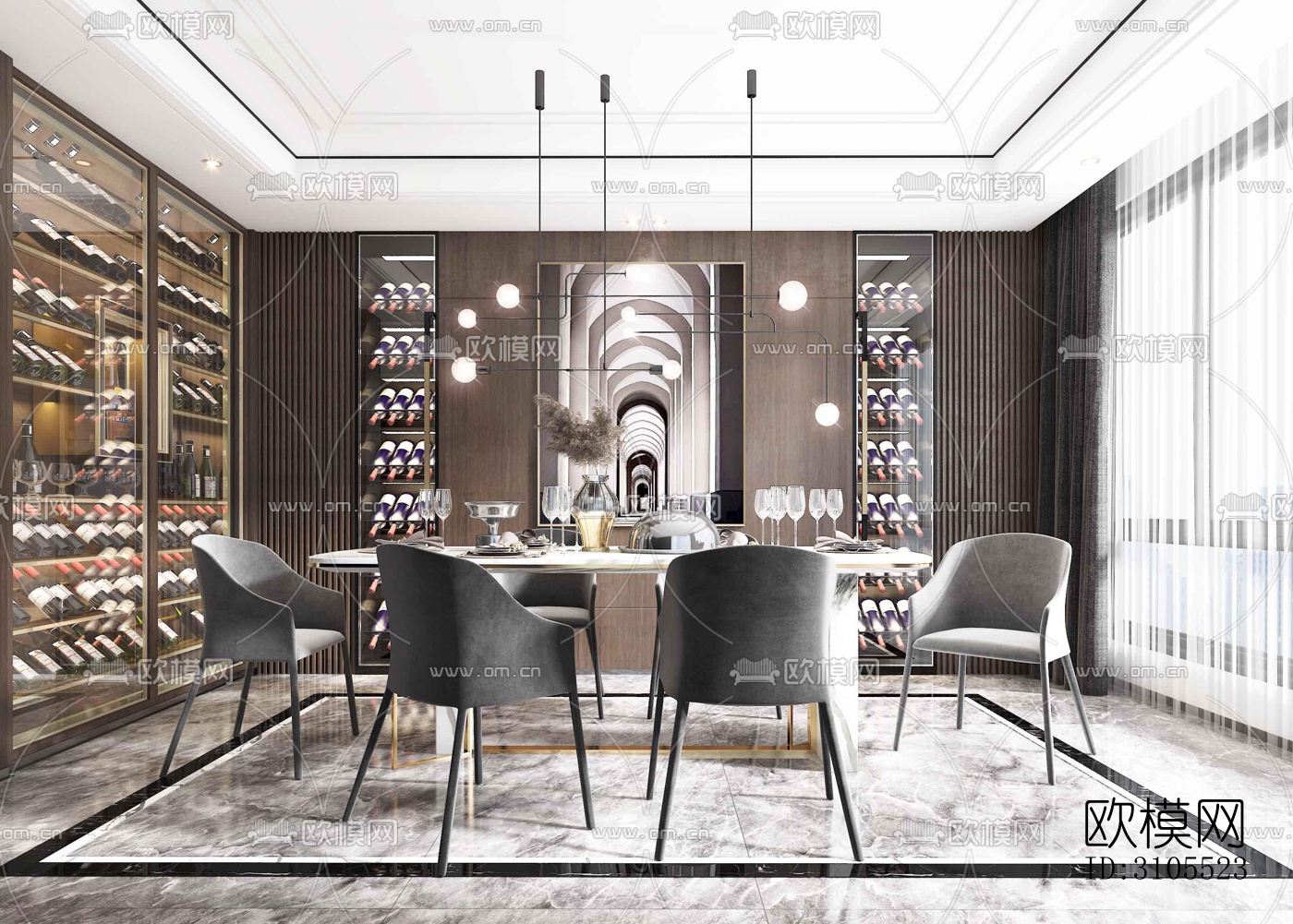 现代餐厅效果图下载（渲染图4）