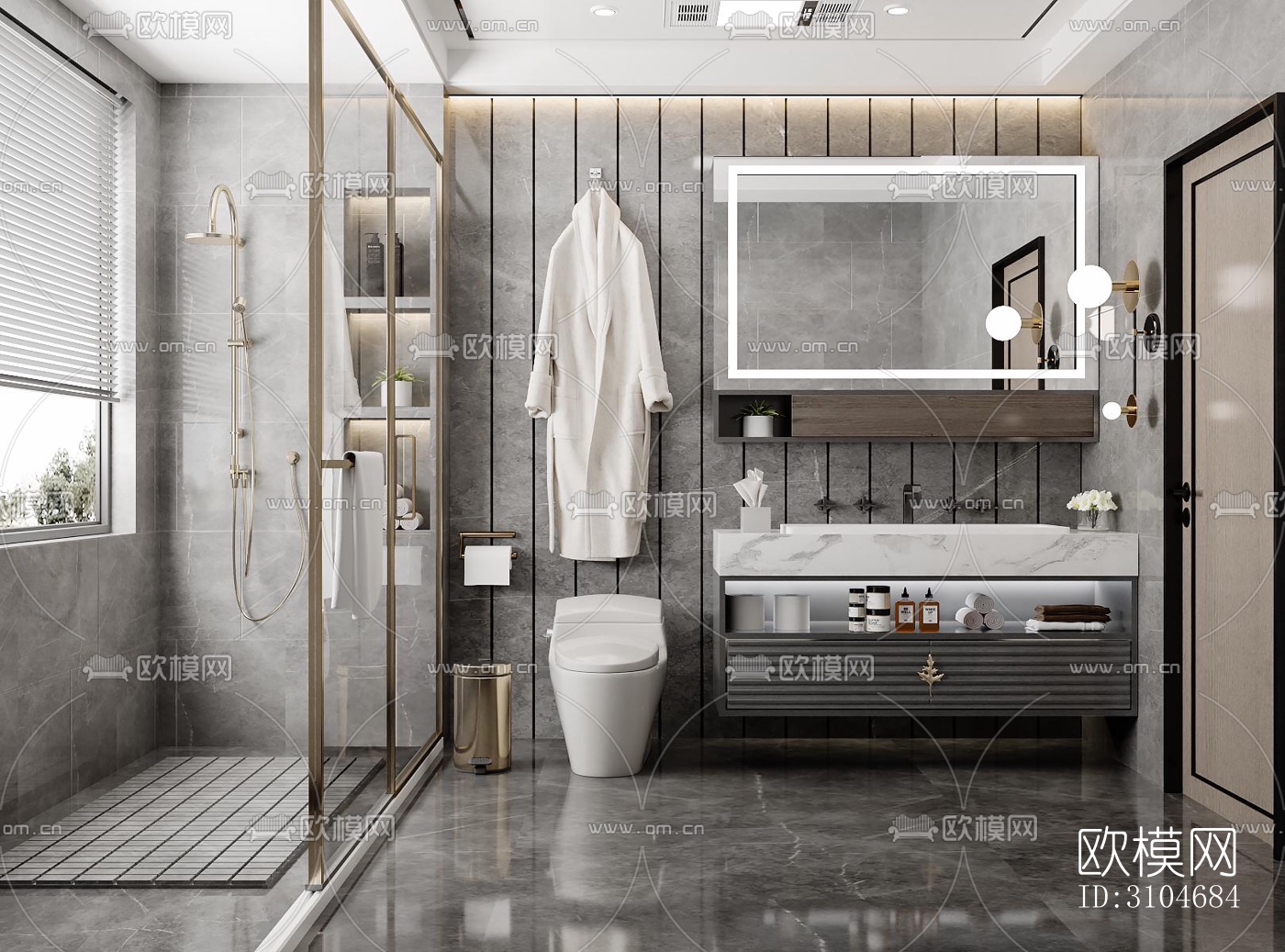 现代卫生间效果图下载（渲染图2）
