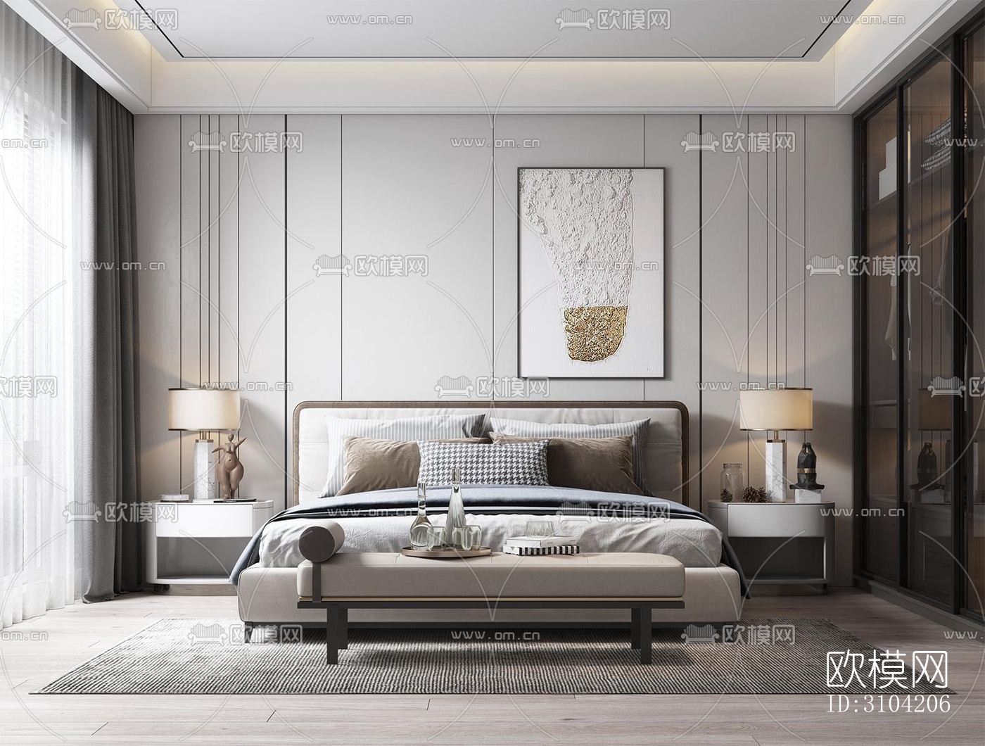 欧式卧室效果图下载（渲染图4）