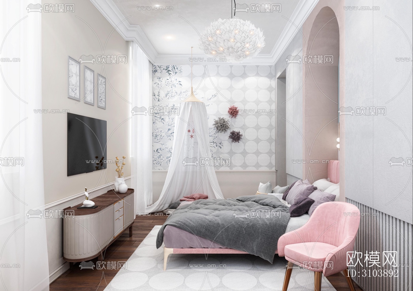 北欧儿童房效果图下载（渲染图3）