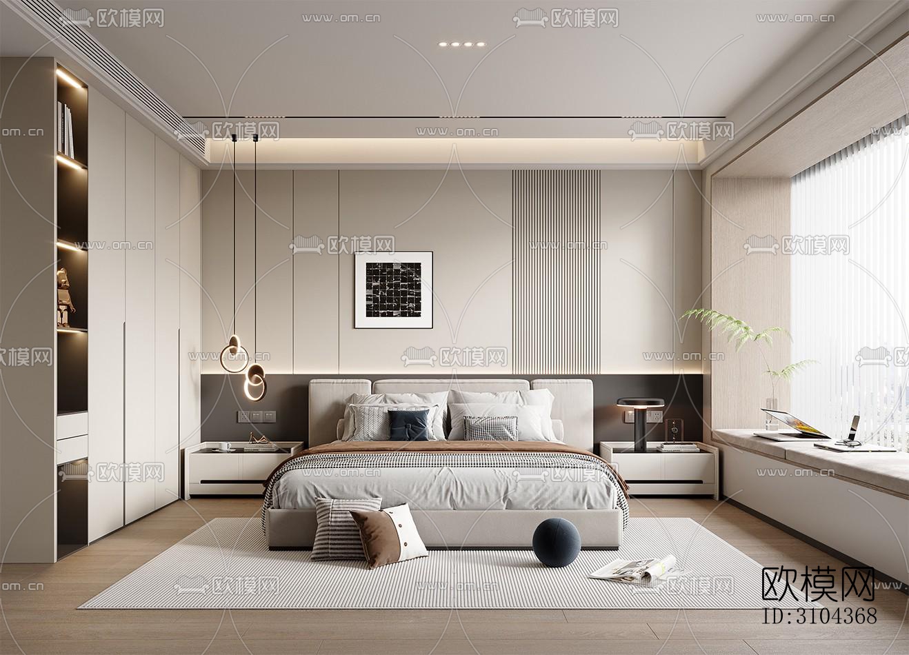 现代卧室效果图下载（渲染图5）