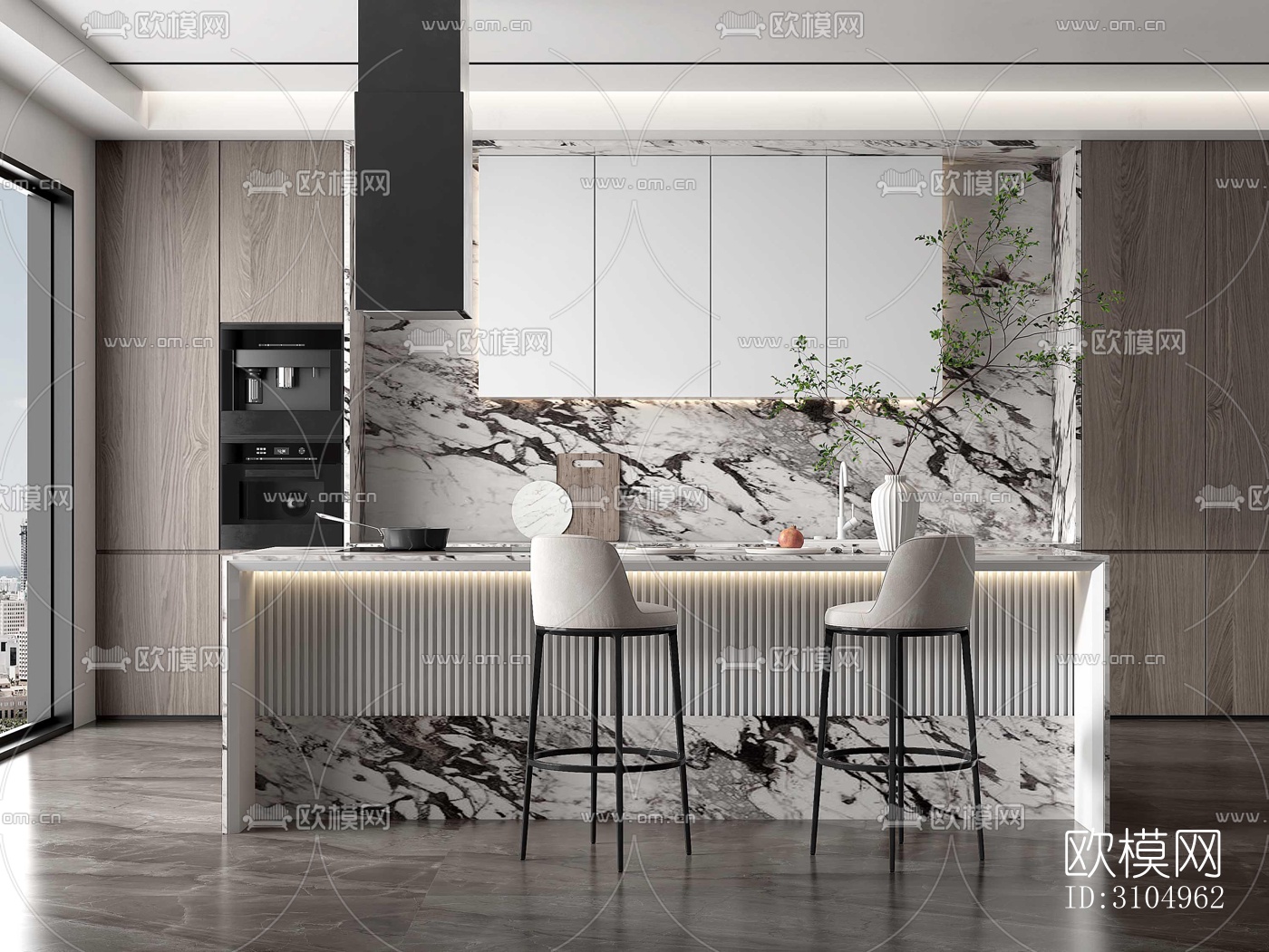 现代厨房效果图下载（渲染图3）