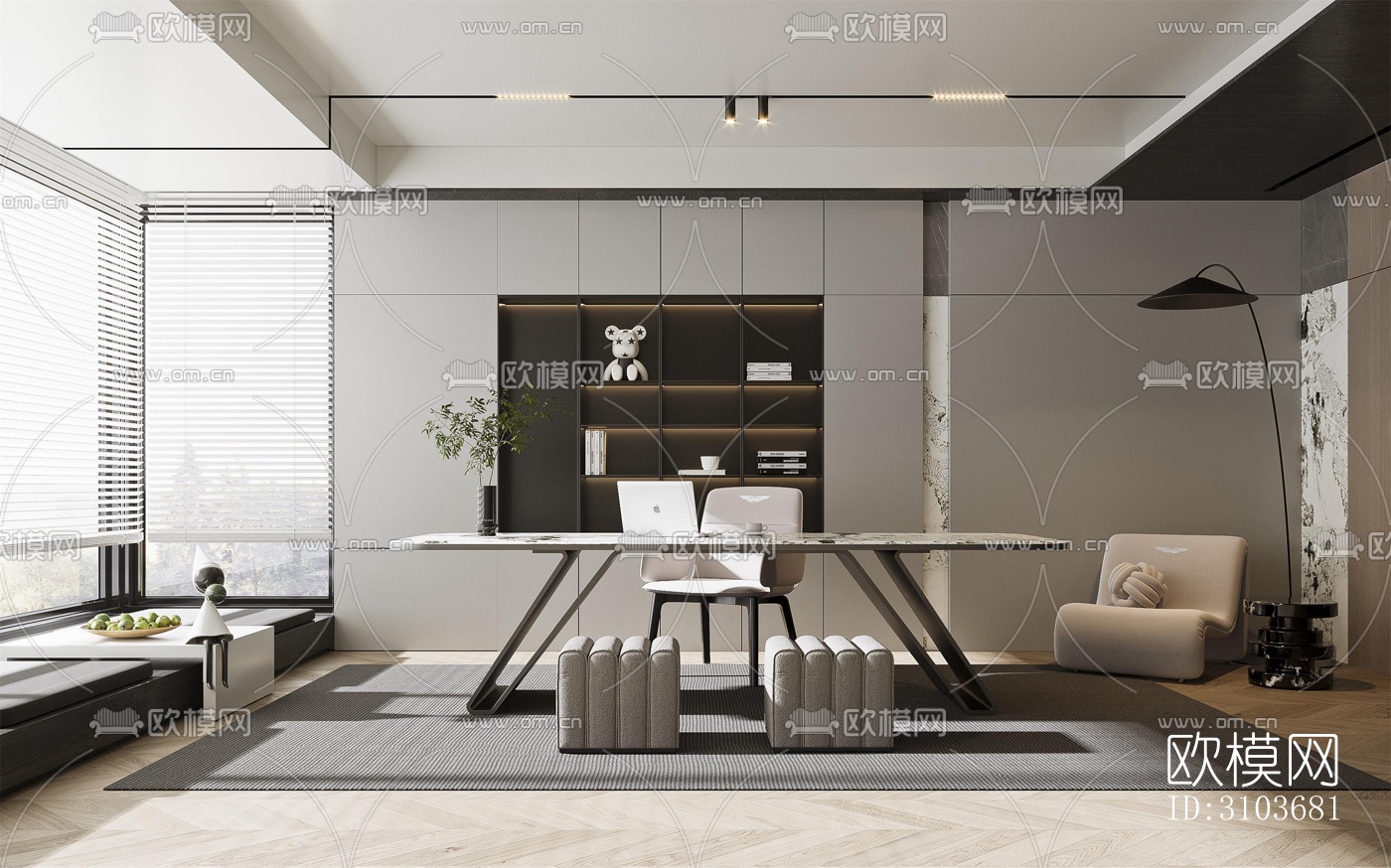 现代书房效果图下载（渲染图4）