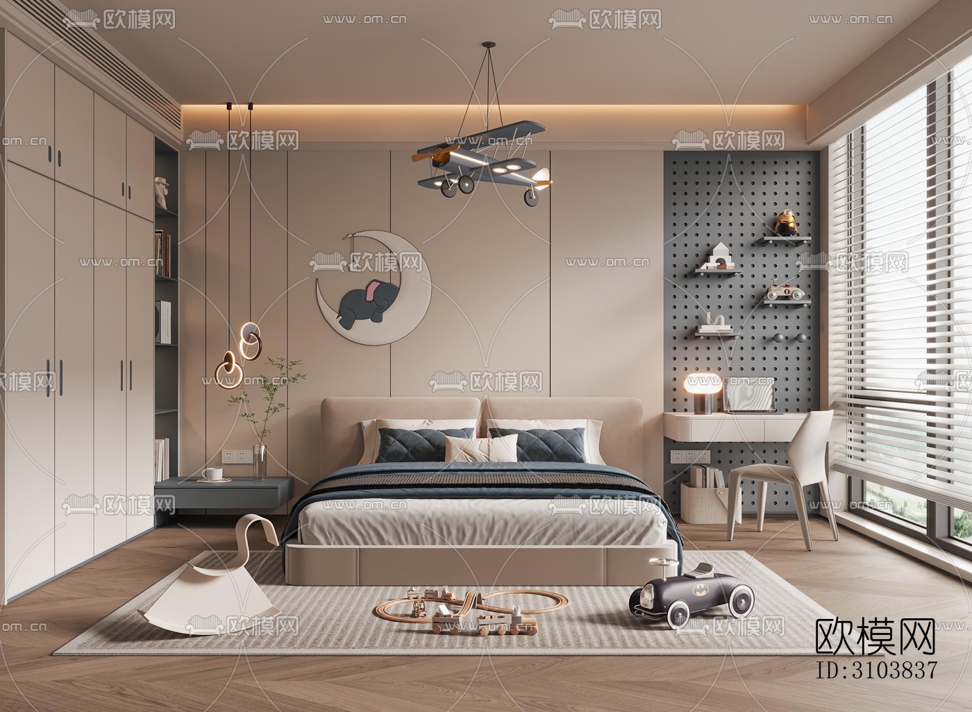 北欧儿童房效果图下载（渲染图2）