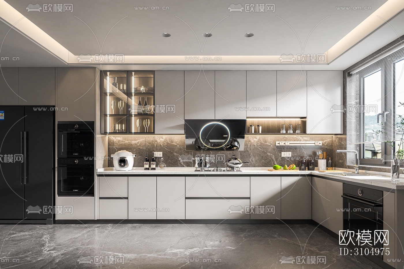 现代厨房效果图下载（渲染图4）