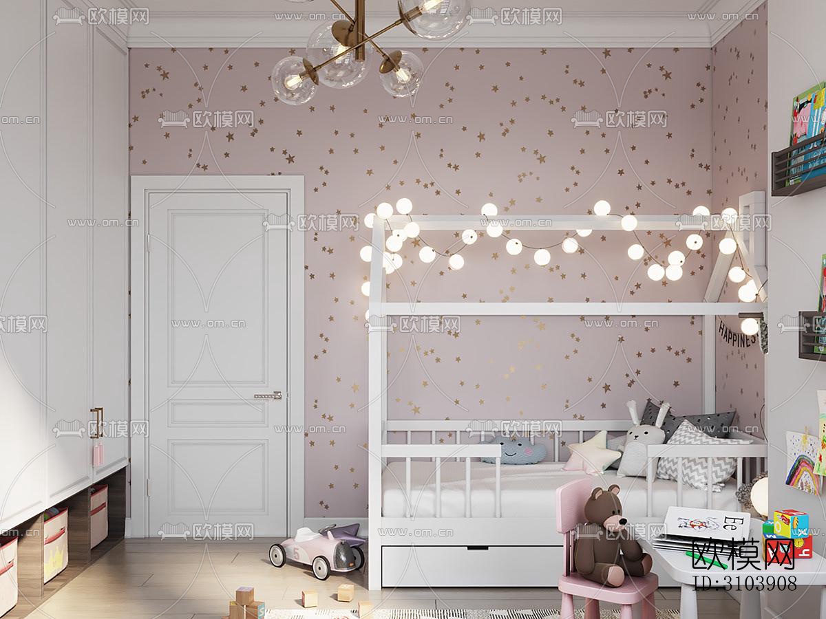 北欧儿童房效果图下载（渲染图3）