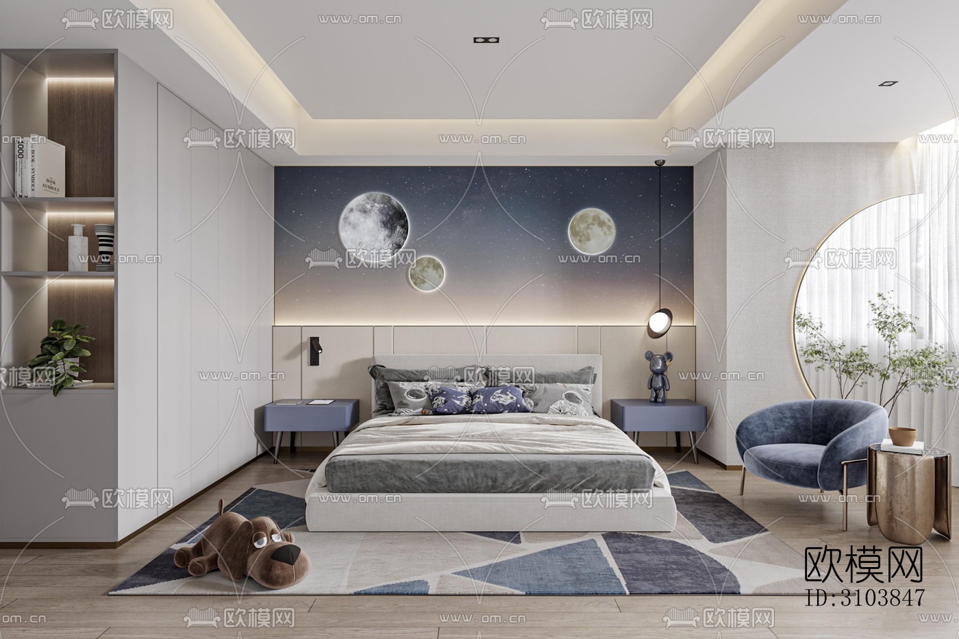 北欧儿童房效果图下载（渲染图3）