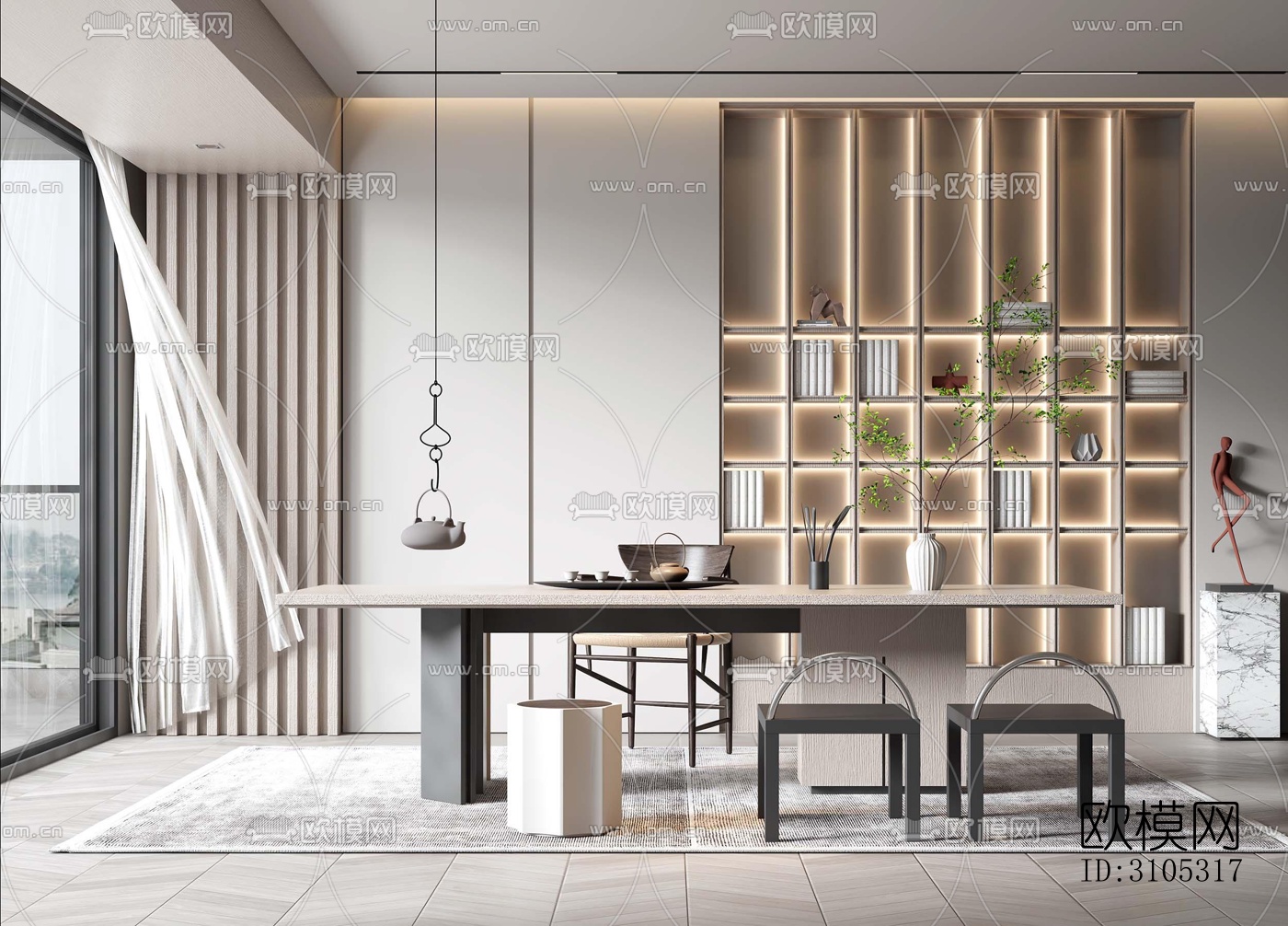 现代茶室效果图下载（渲染图2）