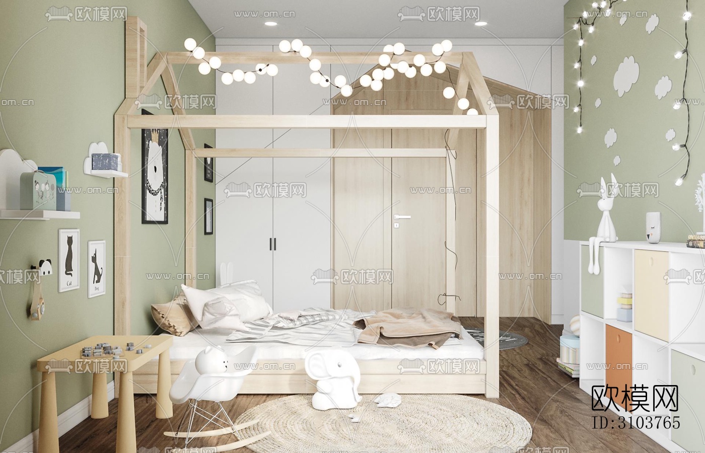 北欧儿童房效果图下载（渲染图2）