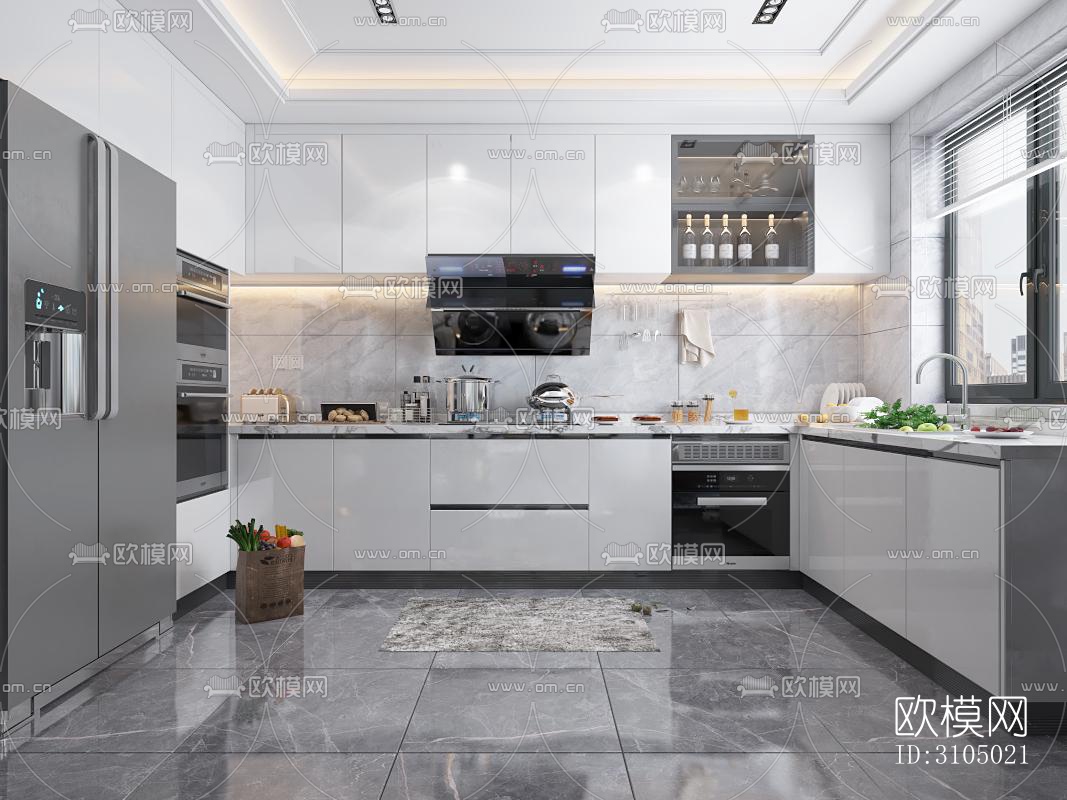 现代厨房效果图下载（渲染图4）
