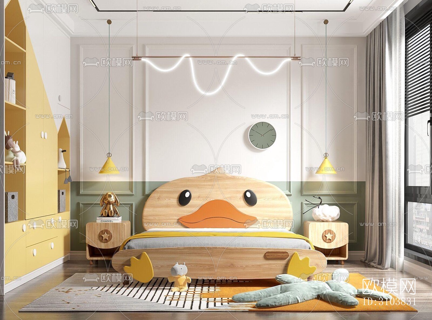 北欧儿童房效果图下载（渲染图3）