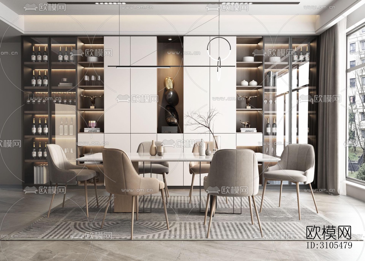 现代餐厅效果图下载（渲染图3）