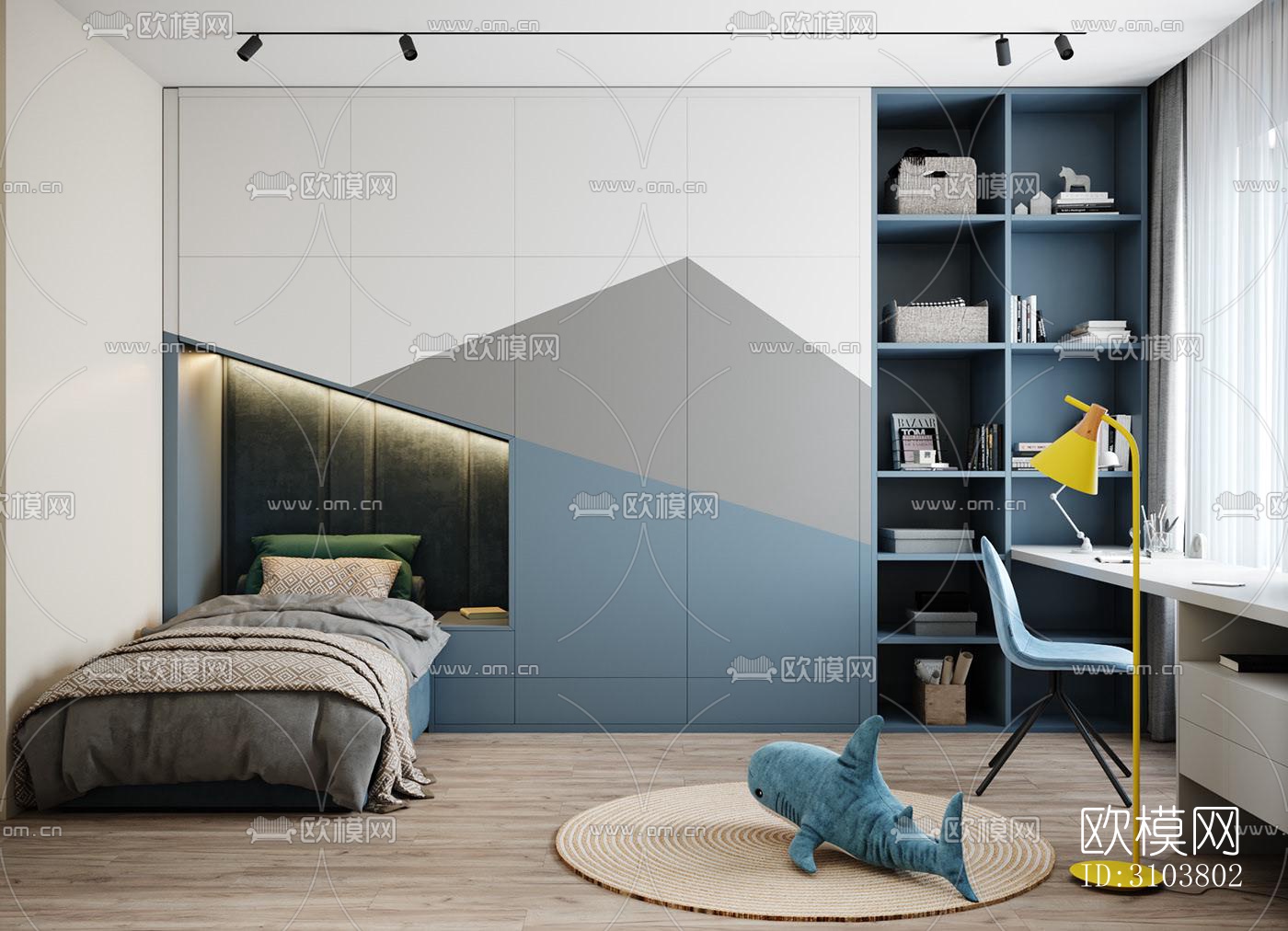 北欧儿童房效果图下载（渲染图3）