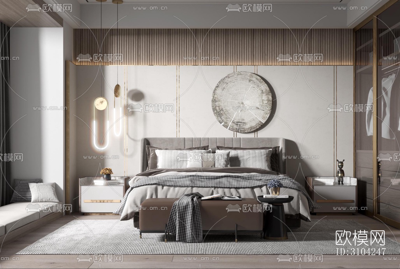 现代卧室效果图下载（渲染图3）