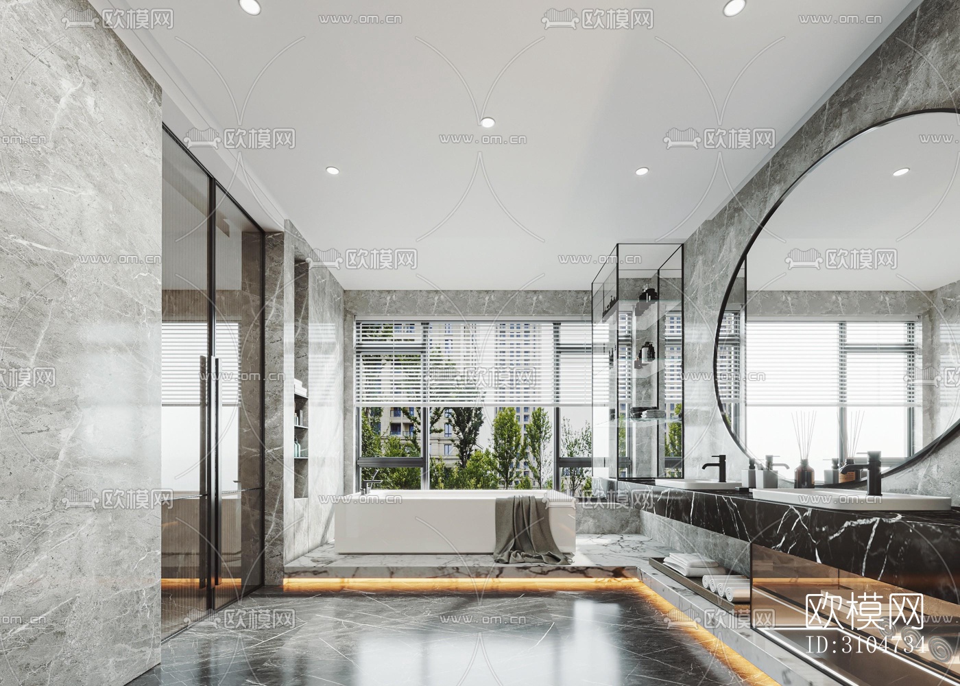 现代卫生间效果图下载（渲染图3）