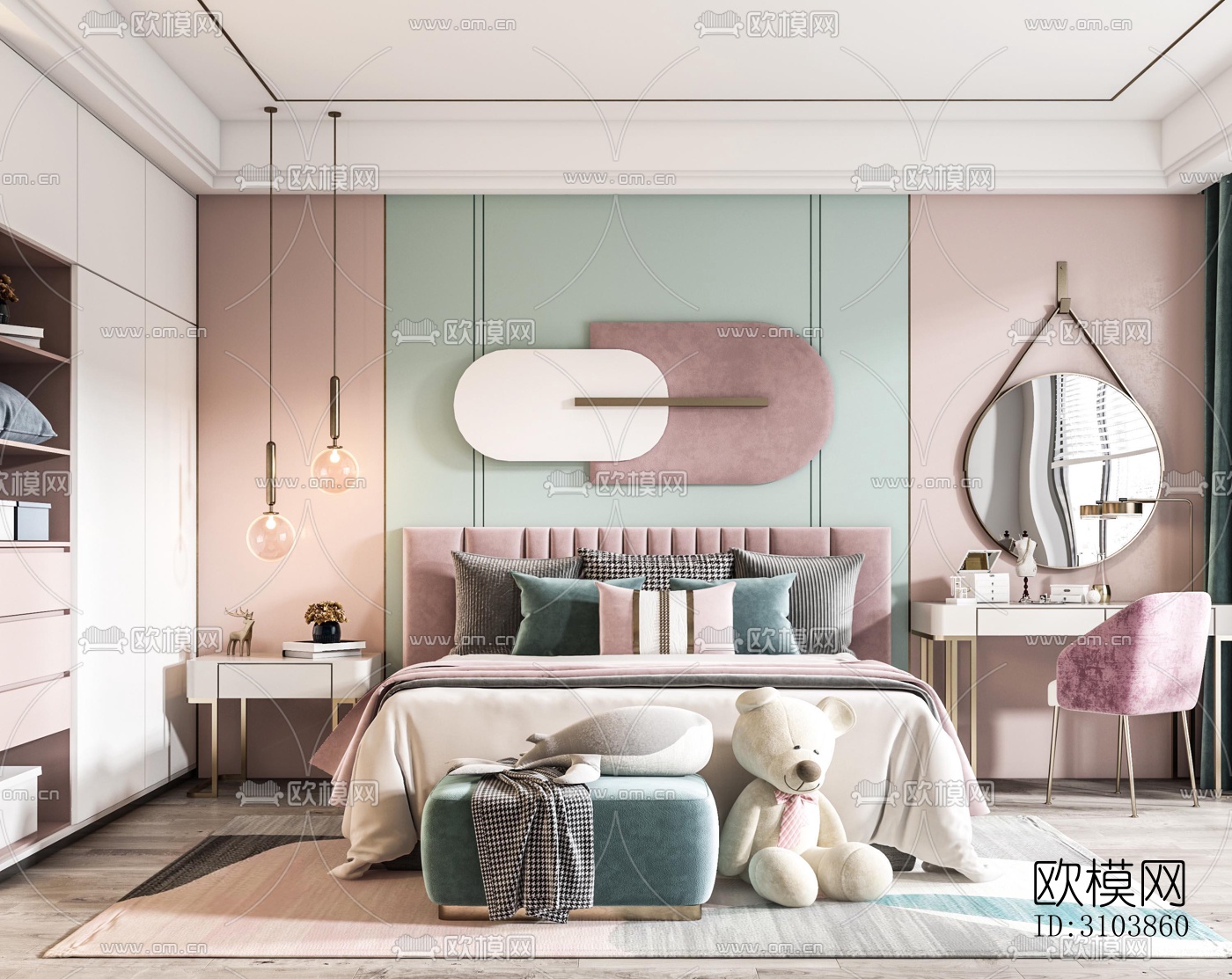 北欧儿童房效果图下载（渲染图2）