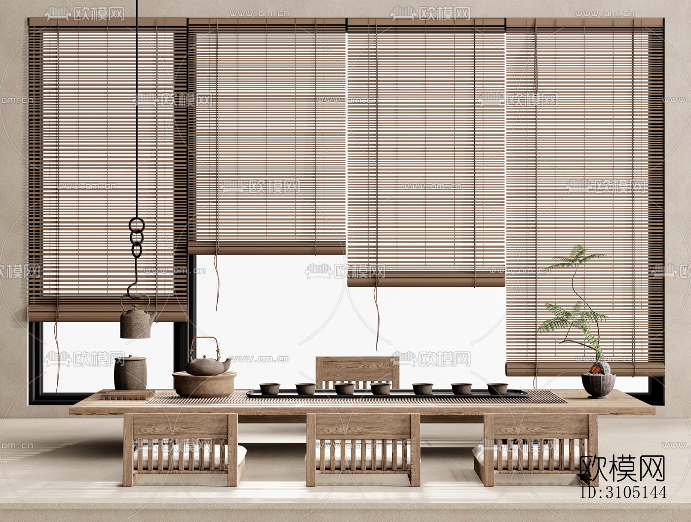 中式茶室效果图下载（渲染图4）