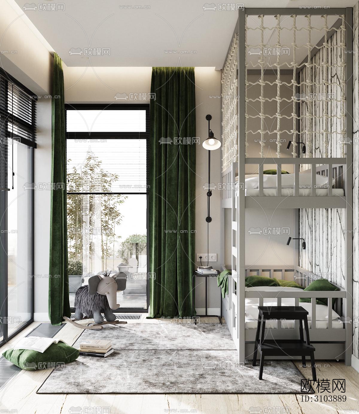 北欧儿童房效果图下载（渲染图2）