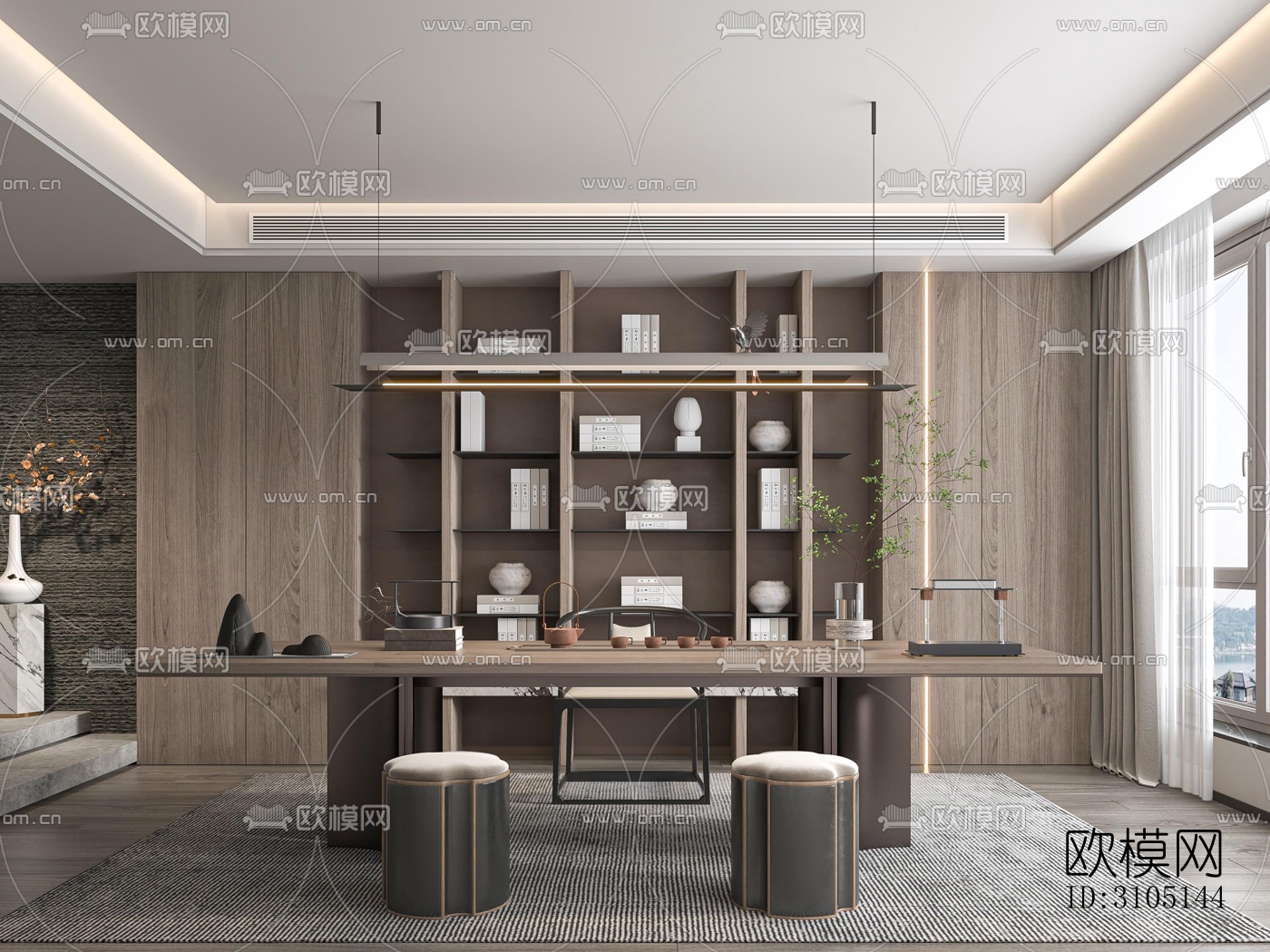 中式茶室效果图下载（渲染图3）