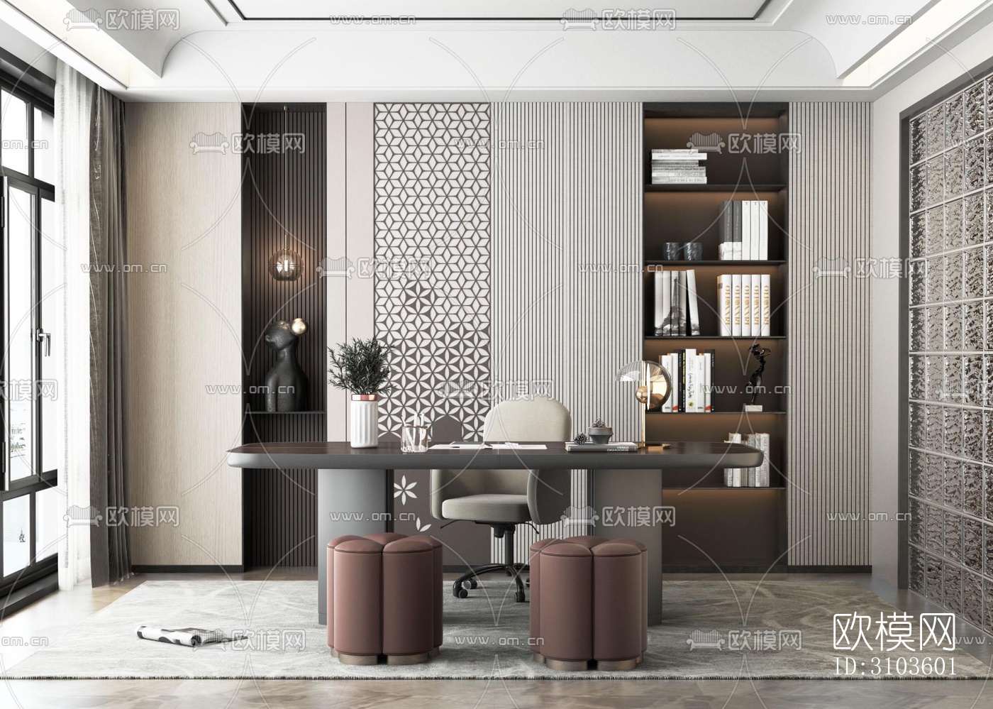 后现代书房效果图下载