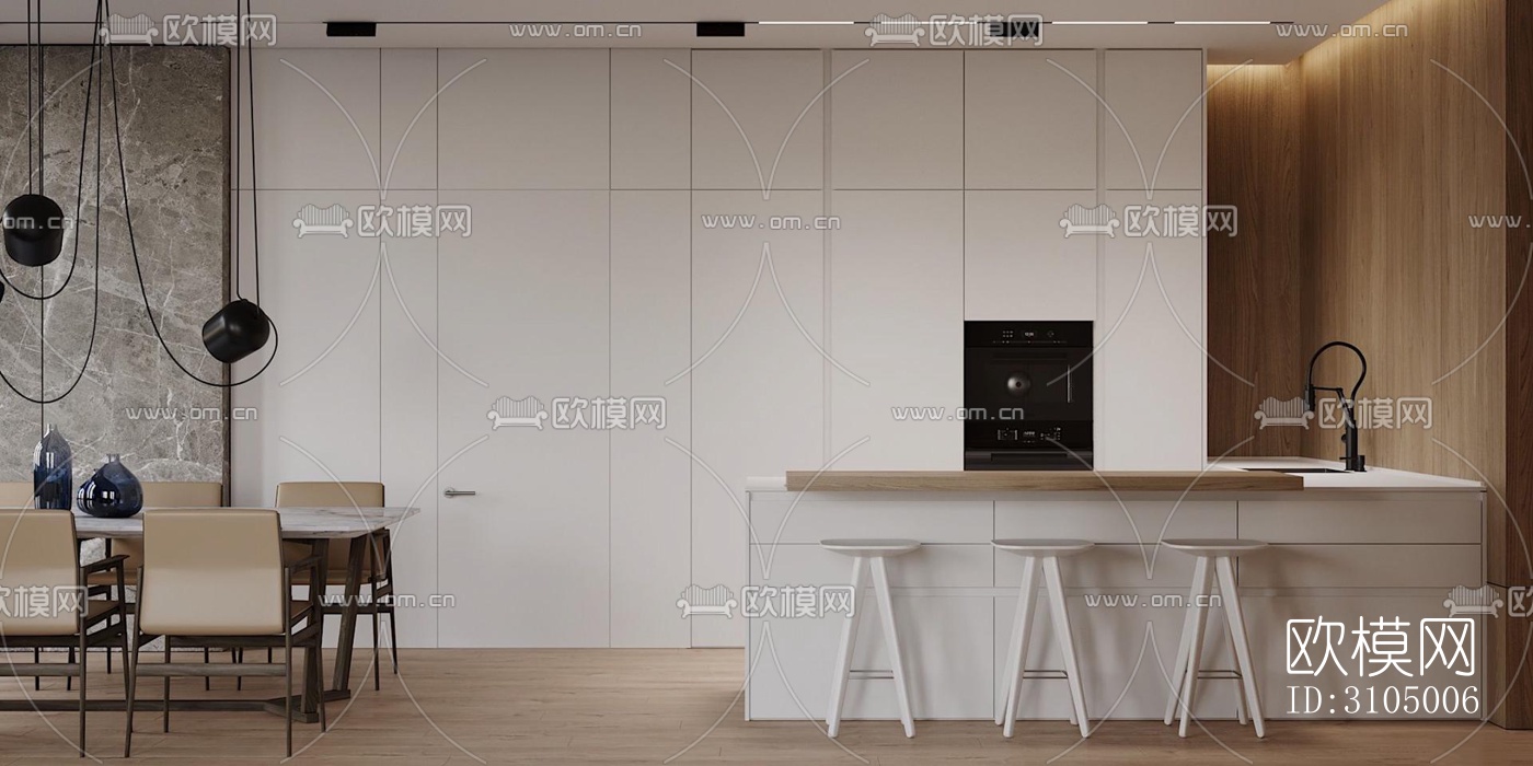 现代厨房效果图下载（渲染图3）