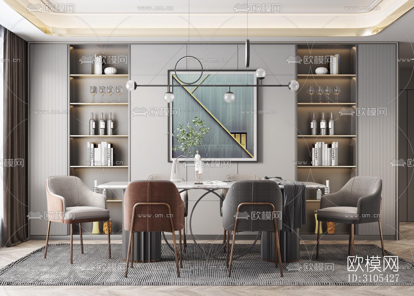 现代餐厅效果图下载（渲染图2）