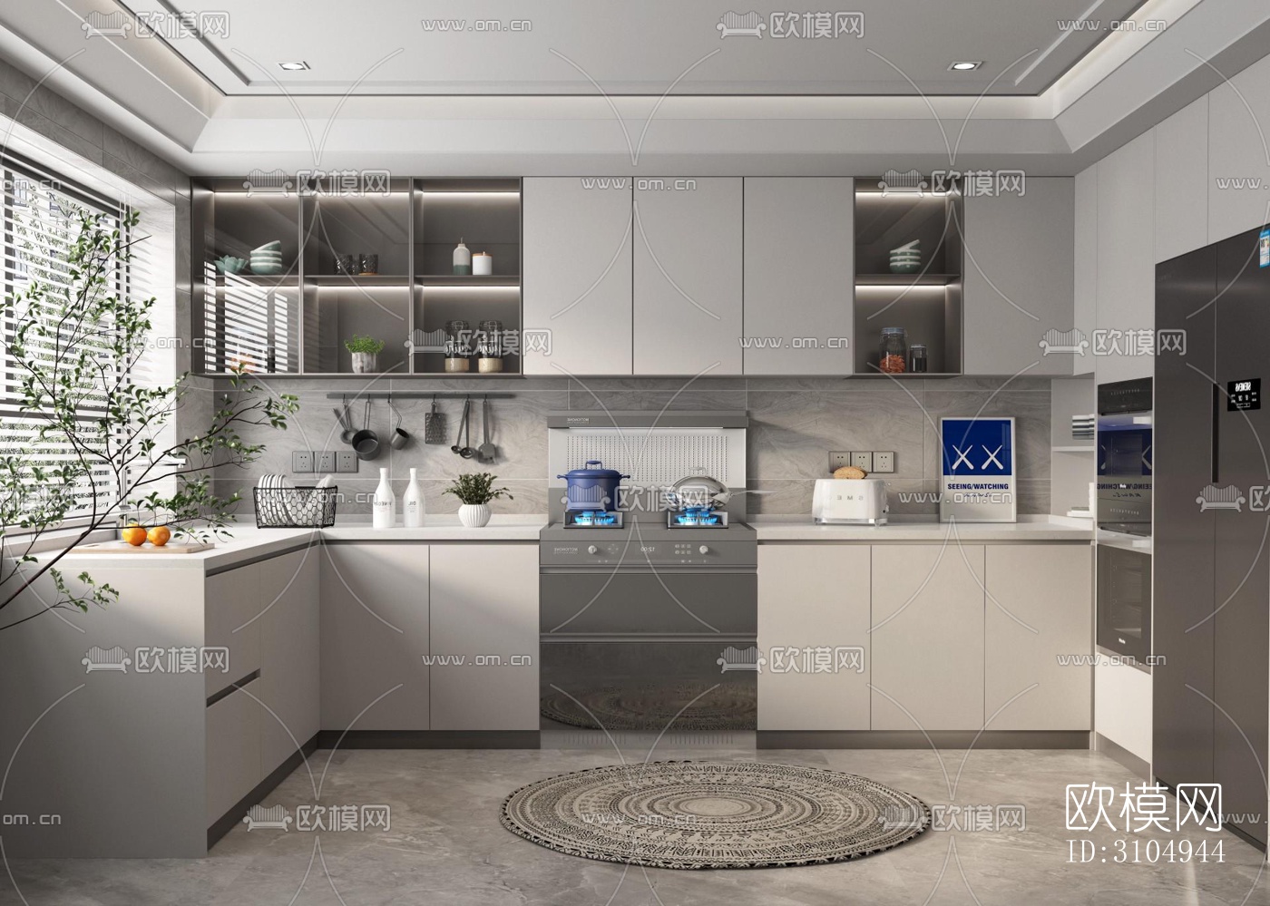 现代厨房效果图下载（渲染图2）