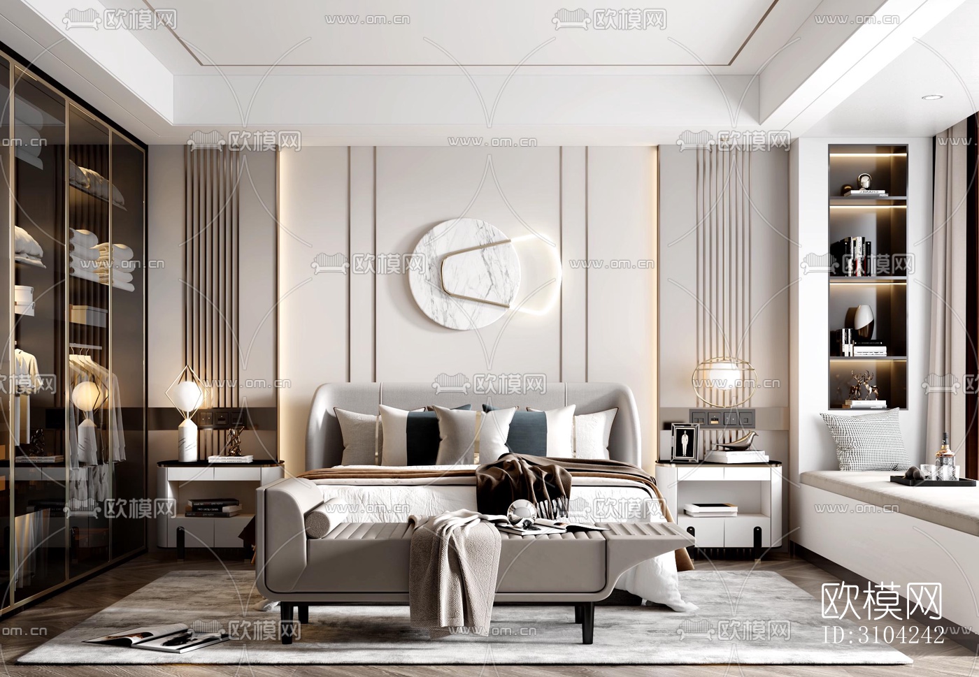 现代卧室效果图下载（渲染图4）