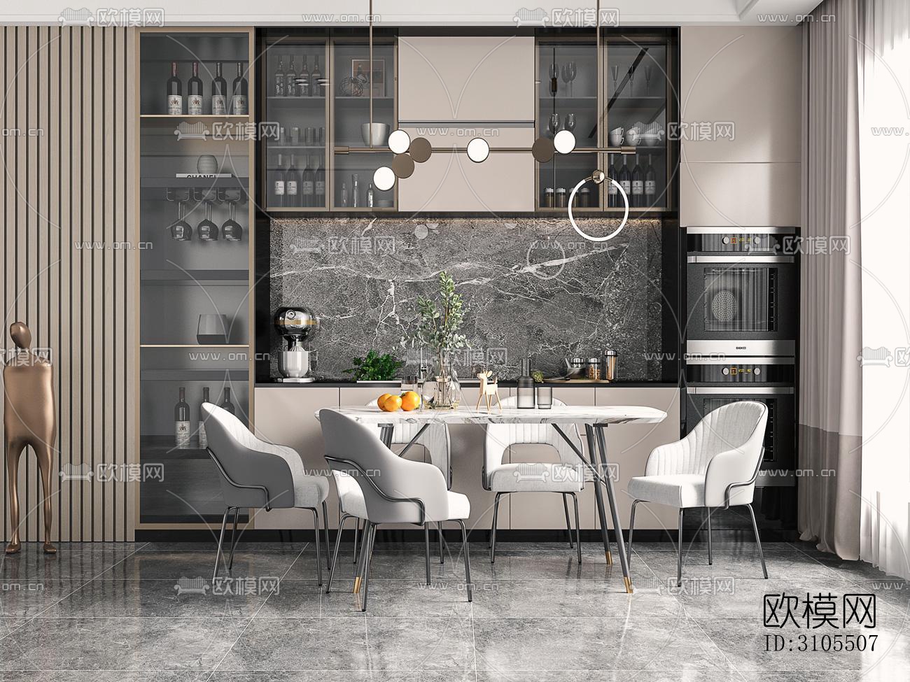 现代餐厅效果图下载（渲染图3）