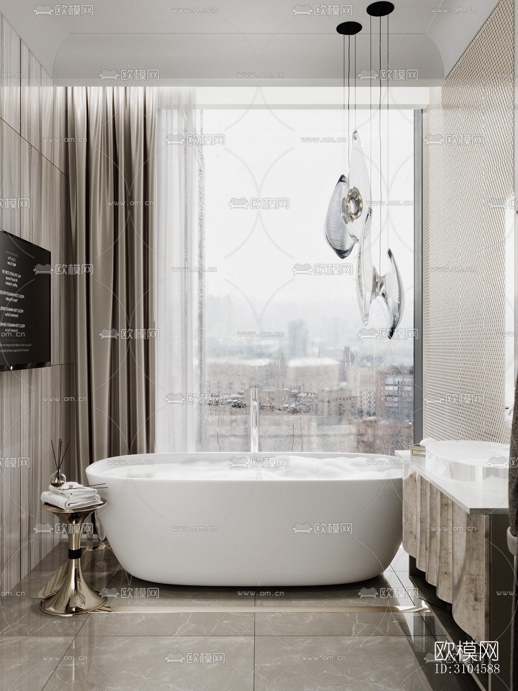 现代卫生间效果图下载（渲染图3）