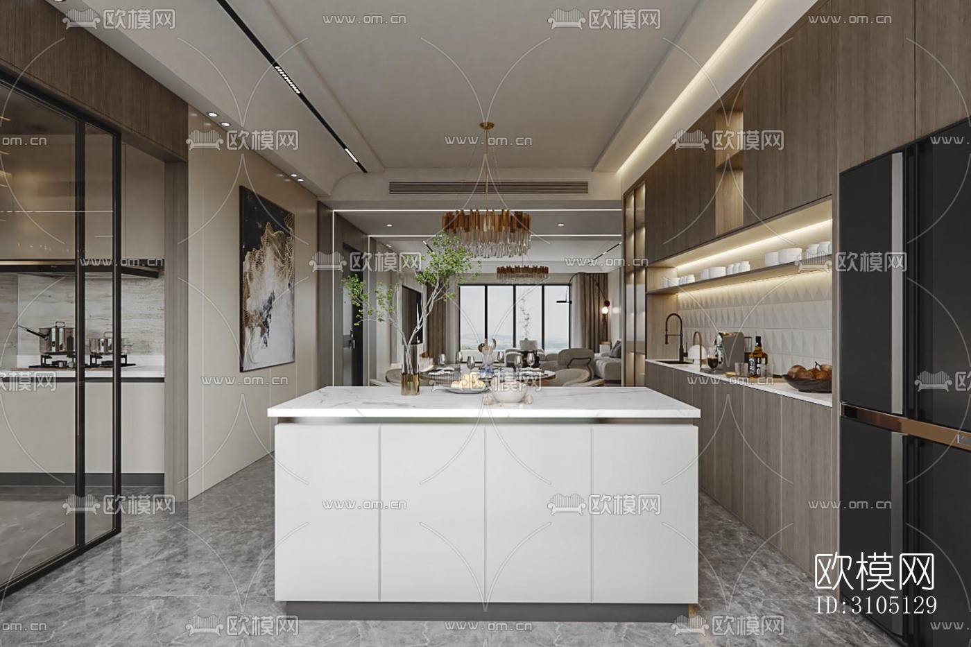 现代平层效果图下载（渲染图2）