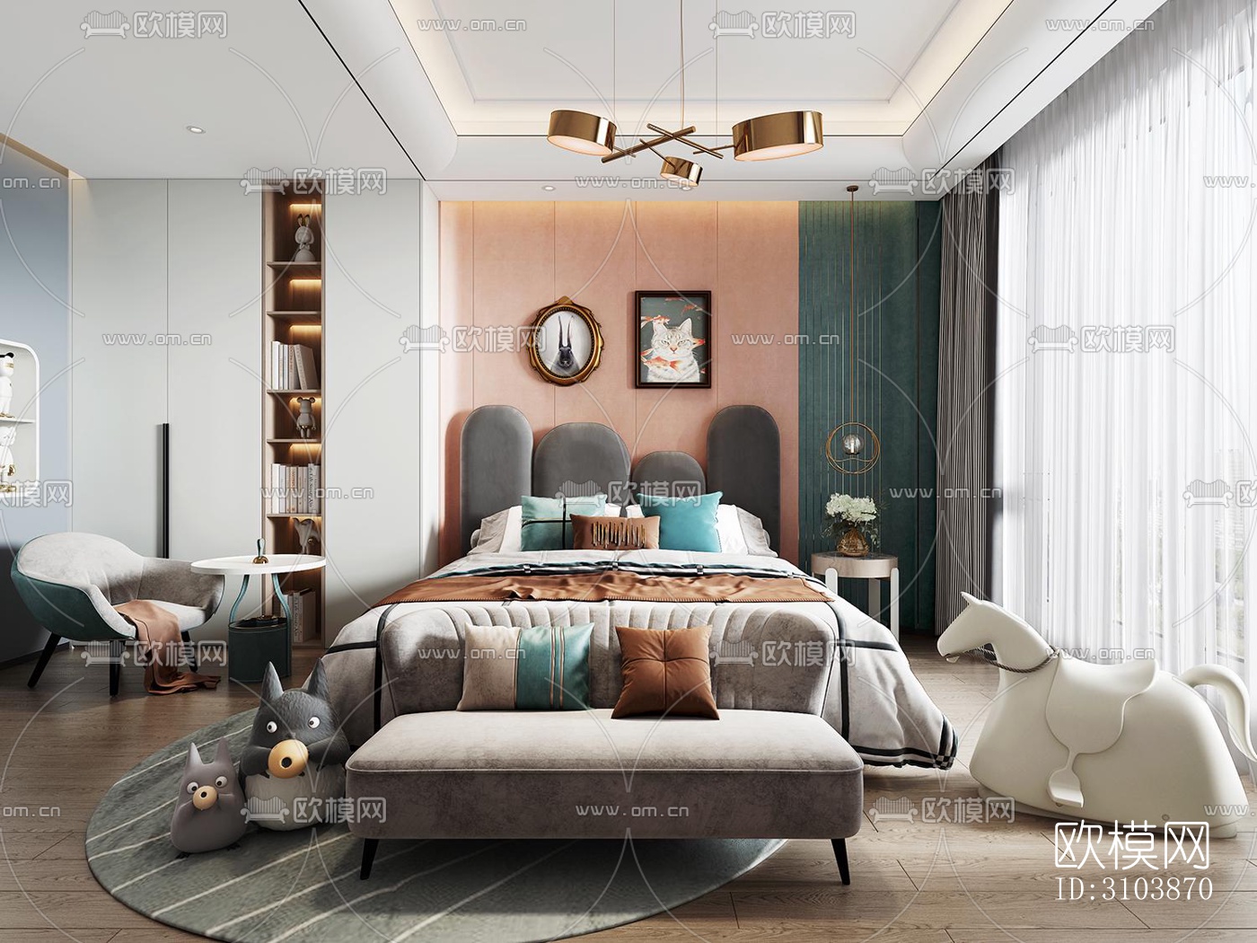 北欧儿童房效果图下载（渲染图1）