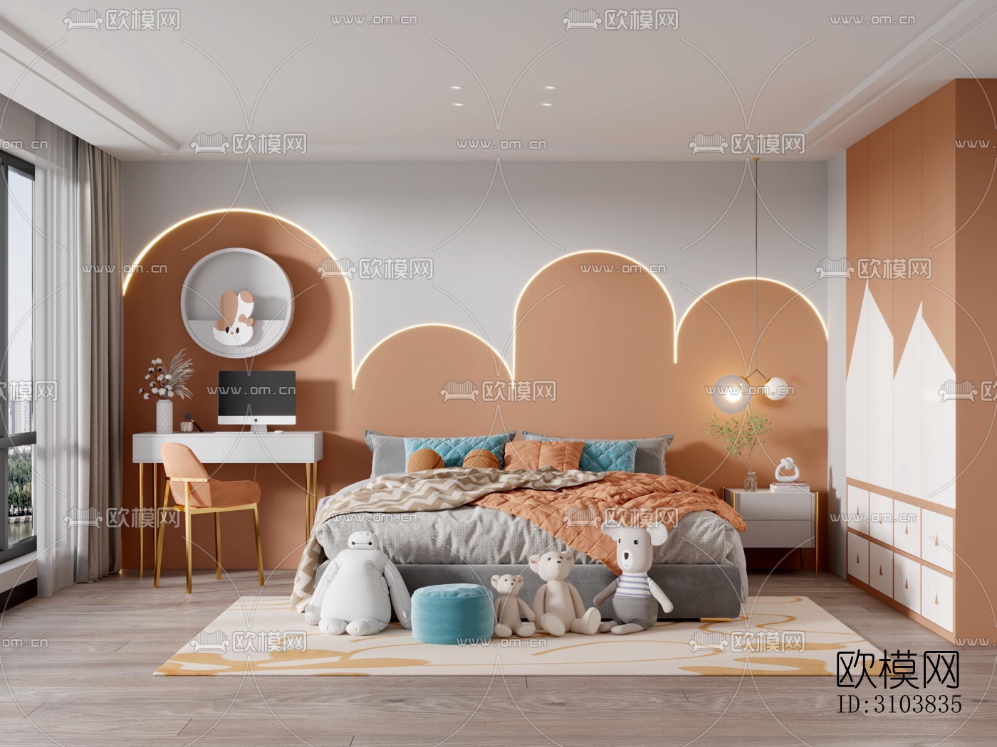 北欧儿童房效果图下载（渲染图2）