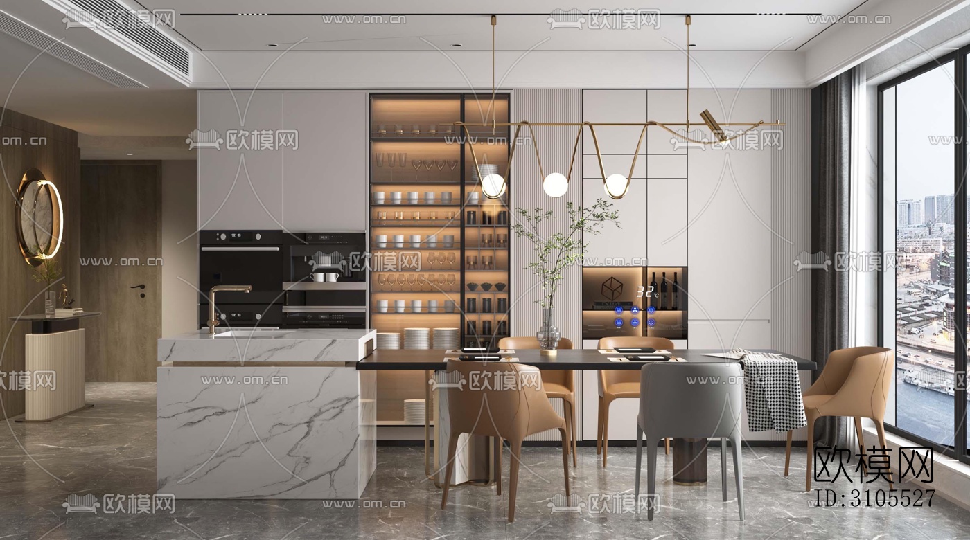 现代餐厅效果图下载（渲染图4）