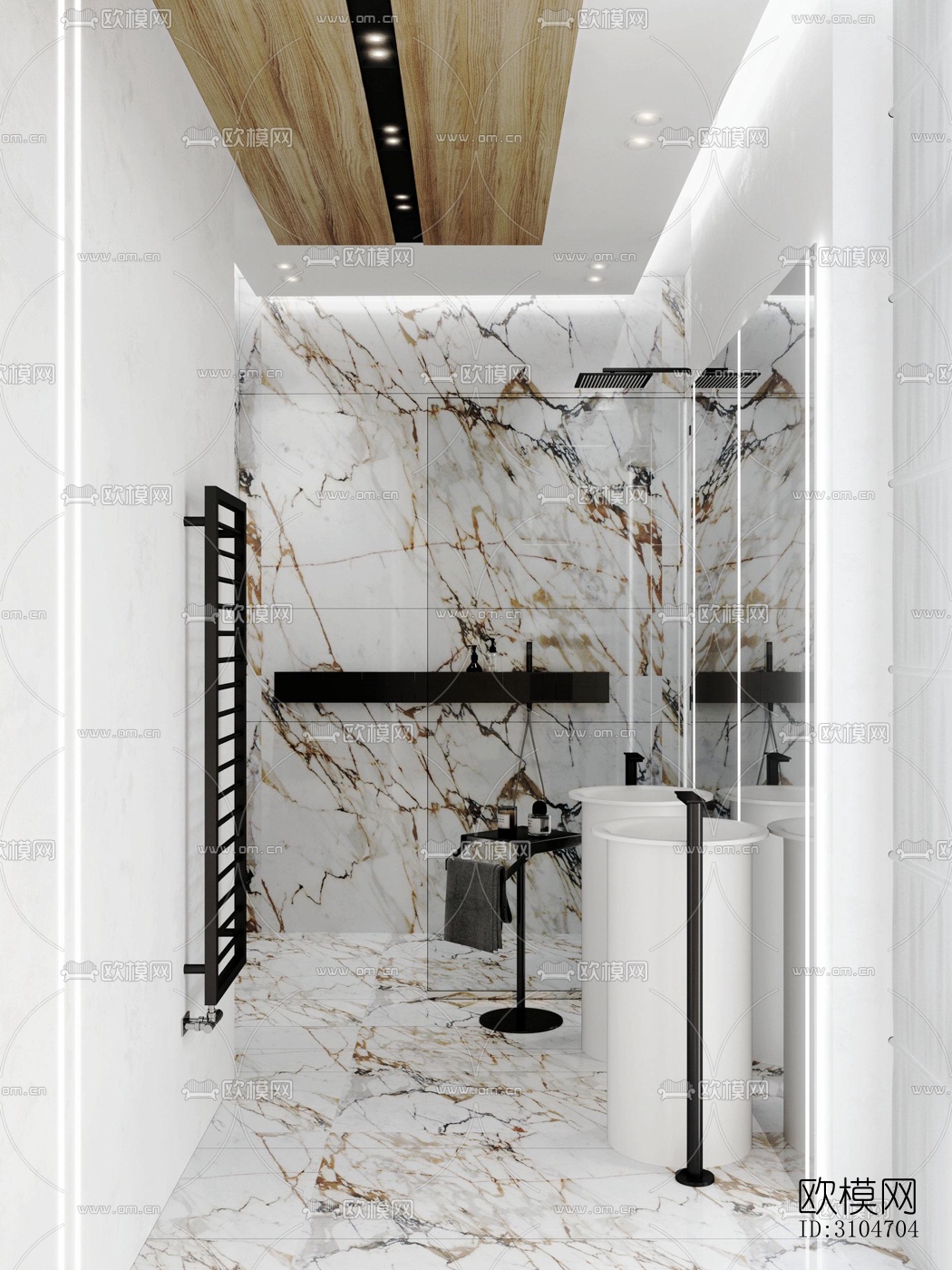 现代卫生间效果图下载（渲染图1）