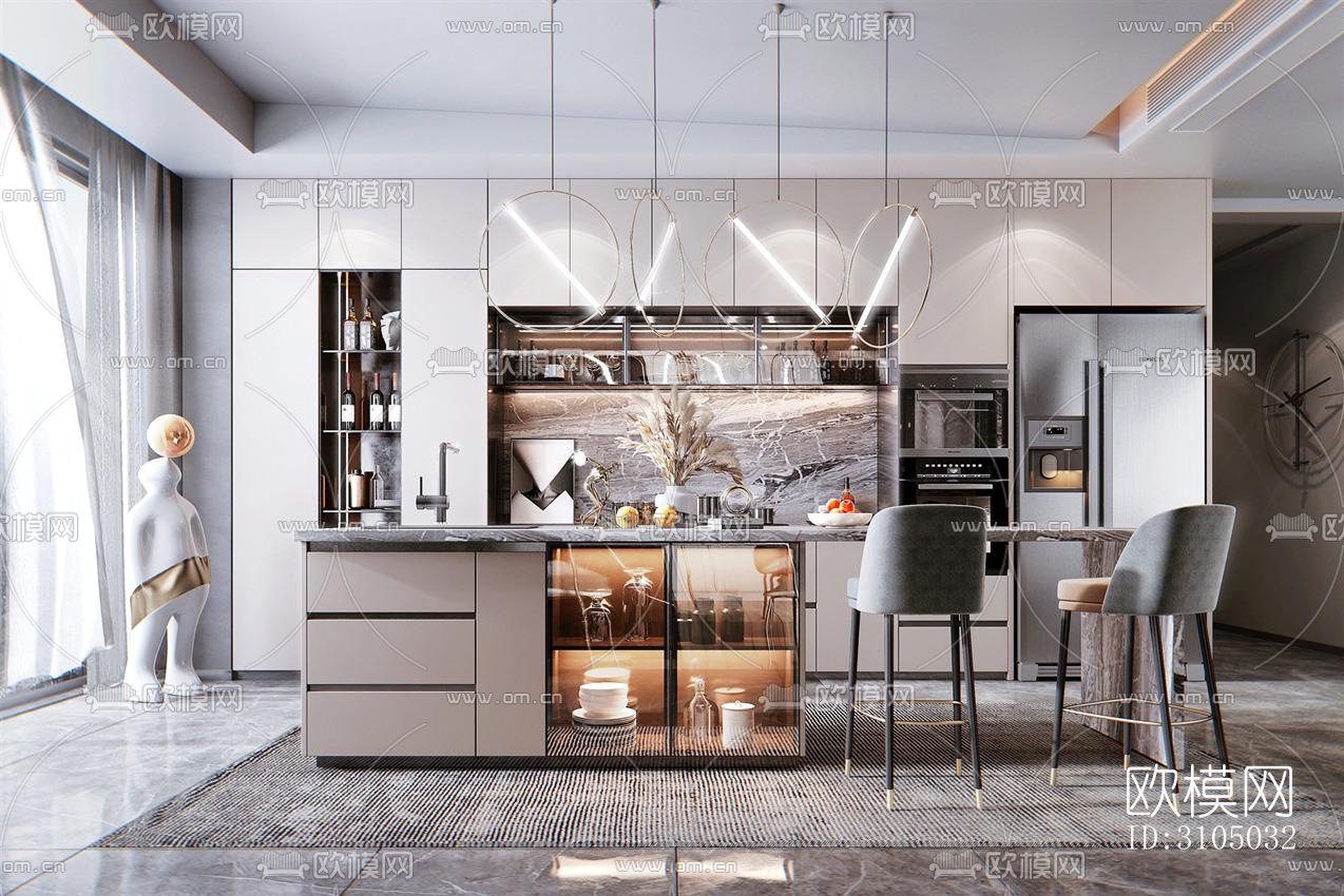 现代厨房效果图下载（渲染图5）