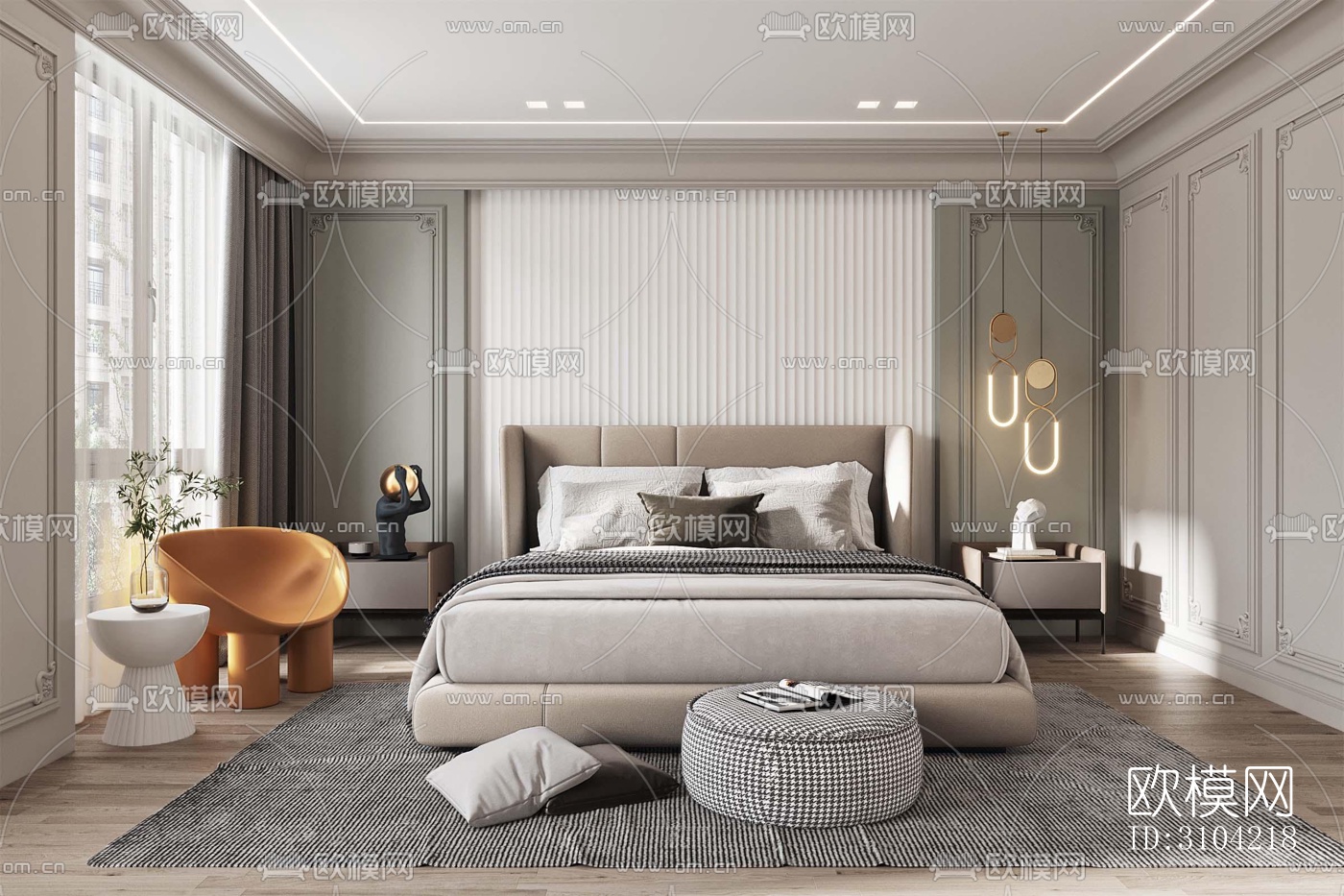 法式卧室效果图下载（渲染图5）