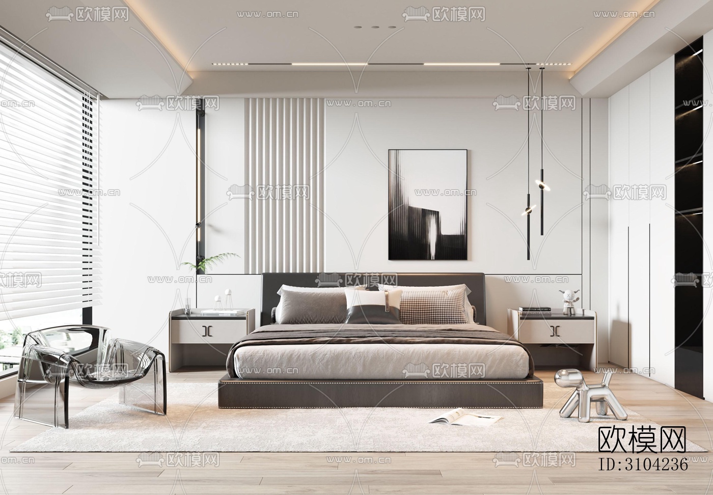现代卧室效果图下载（渲染图3）