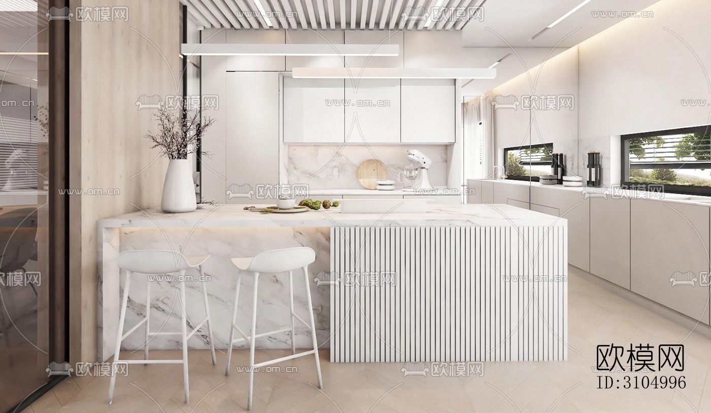 现代厨房效果图下载（渲染图3）