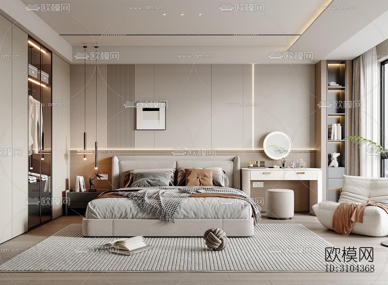 现代卧室效果图下载（渲染图3）