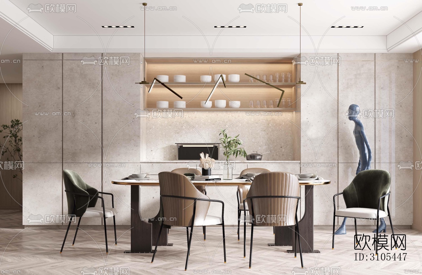 现代餐厅效果图下载（渲染图2）