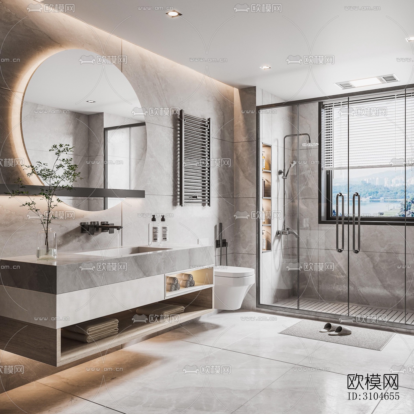 现代卫生间效果图下载（渲染图1）