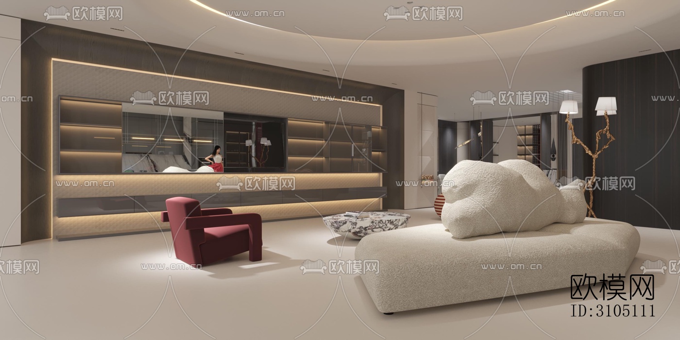 现代平层效果图下载（渲染图20）